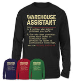Vintage Warehouse Assistant Definition Shirt, Funny Coworker Gift Idea for Warehouse Assistant, New Job Gift