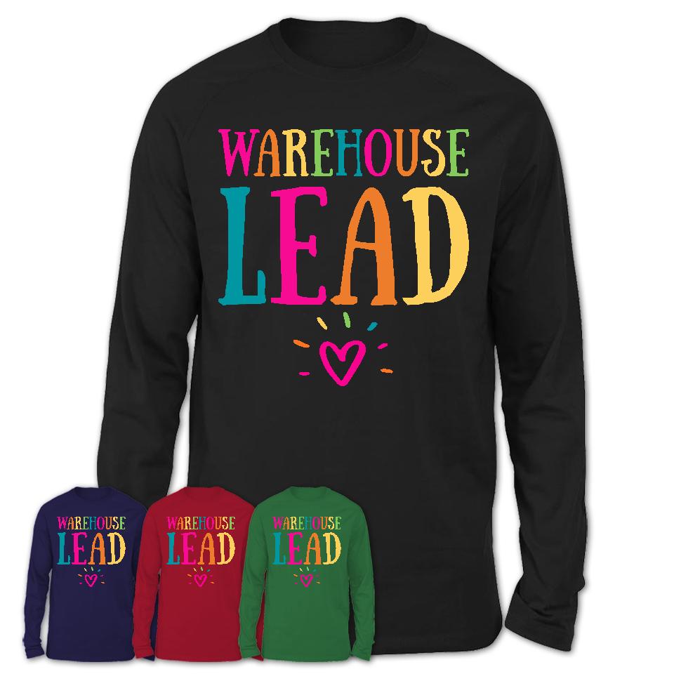 Warehouse Lead Rainbow Lettering Heart Shirt, Employee Appreciation Gifts