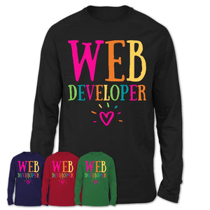 Web Developer Rainbow Lettering Heart Shirt, Employee Appreciation Gifts