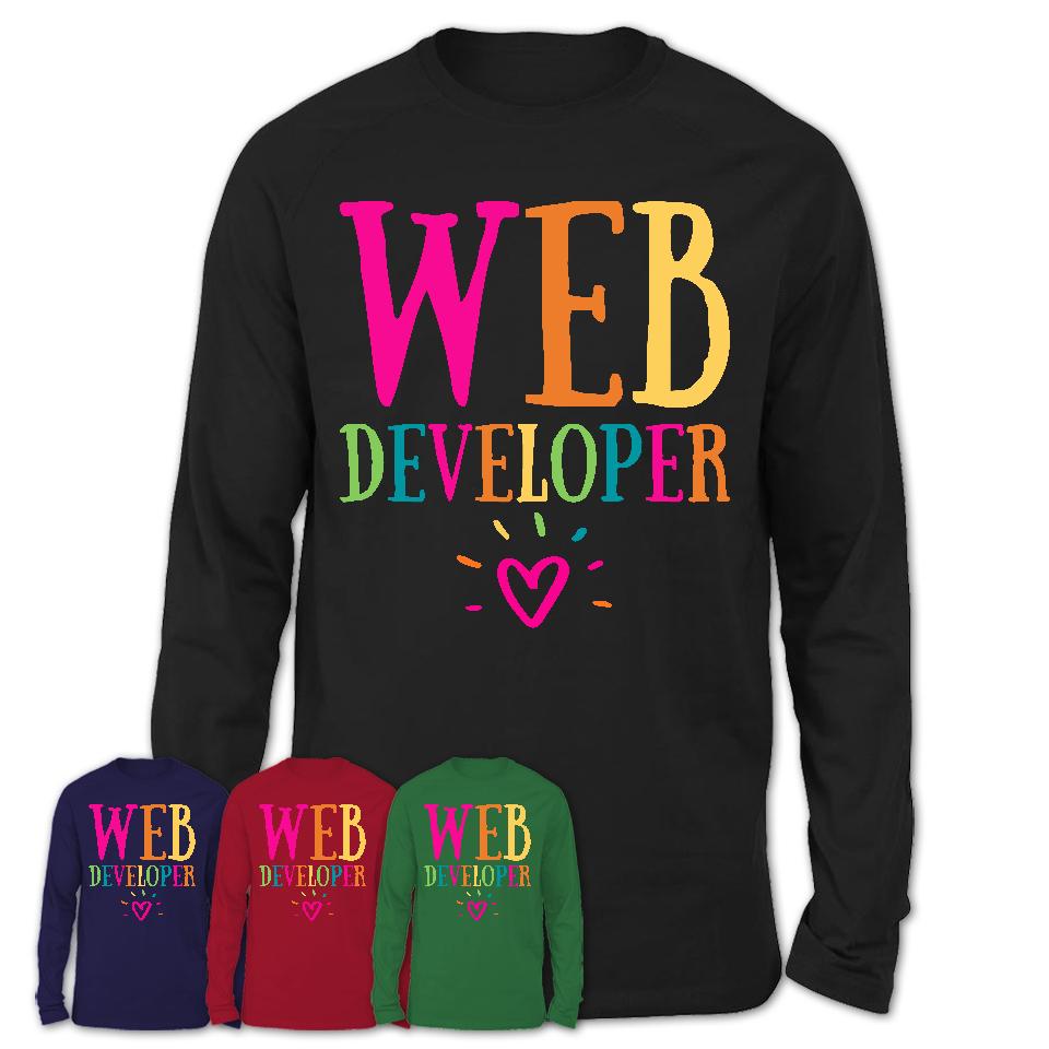 Web Developer Rainbow Lettering Heart Shirt, Employee Appreciation Gifts