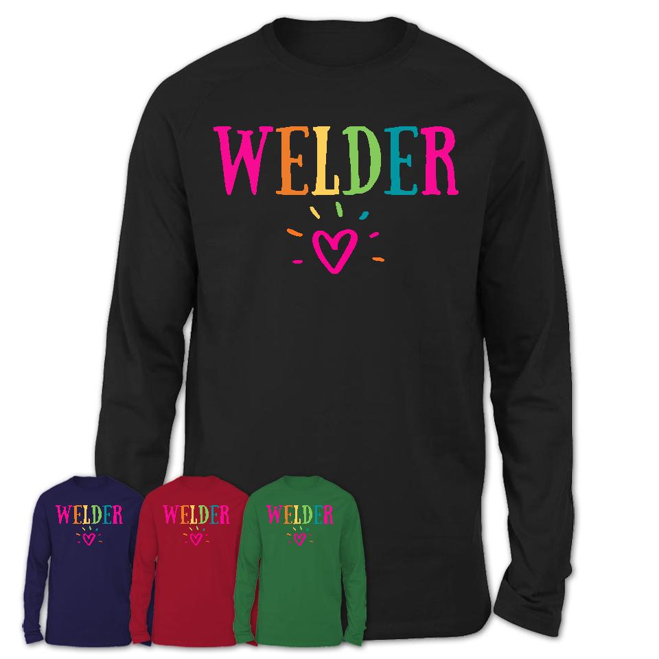 Welder Rainbow Lettering Heart Shirt, Employee Appreciation Gifts