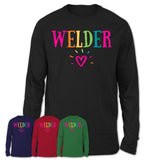 Welder Rainbow Lettering Heart Shirt, Employee Appreciation Gifts