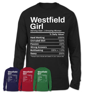 Westfield Girl Indiana Nutrition Facts Proud Vintage Sport Born Living City Home Roots USA Gift Women T-Shirt