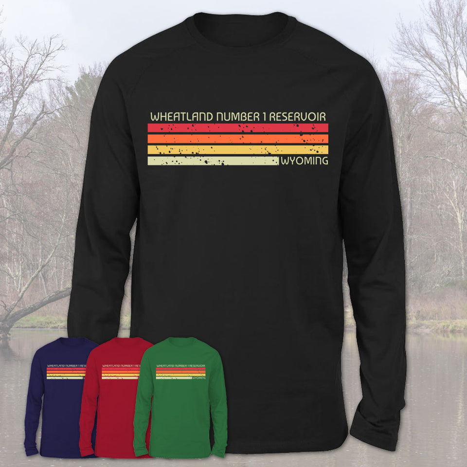 Wheatland Number 1 Reservoir Wyoming Funny Fishing Camping Summer Retro Gift T-Shirt