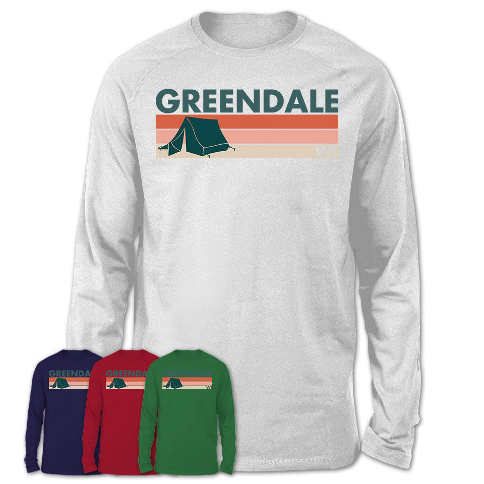 Wisconsin Greendale Camping Shirt for Family Teammates Vintage Retro Colors