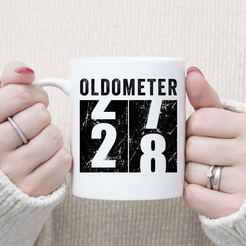 Oldometer 28 Mug, Turning 28 Mug, 28th Birthday Gift, 28 years Old Gift