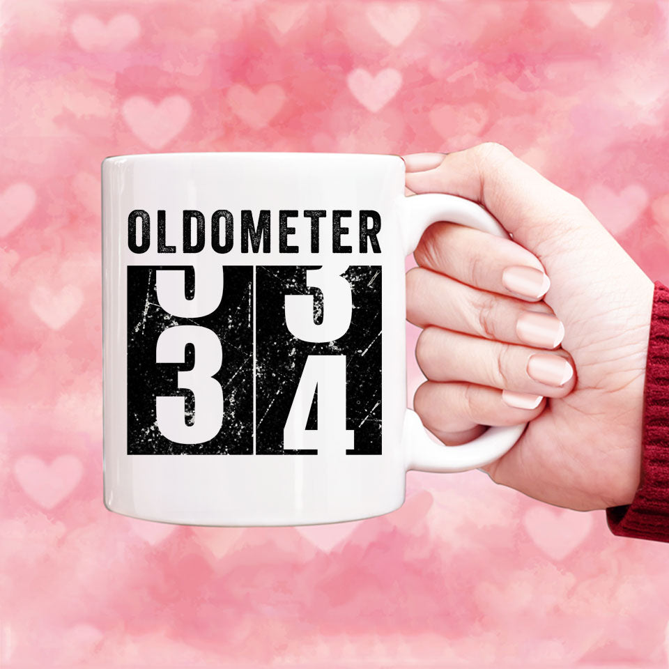 Oldometer 34 Mug, Turning 34 Mug, 34th Birthday Gift, 34 years Old Gift