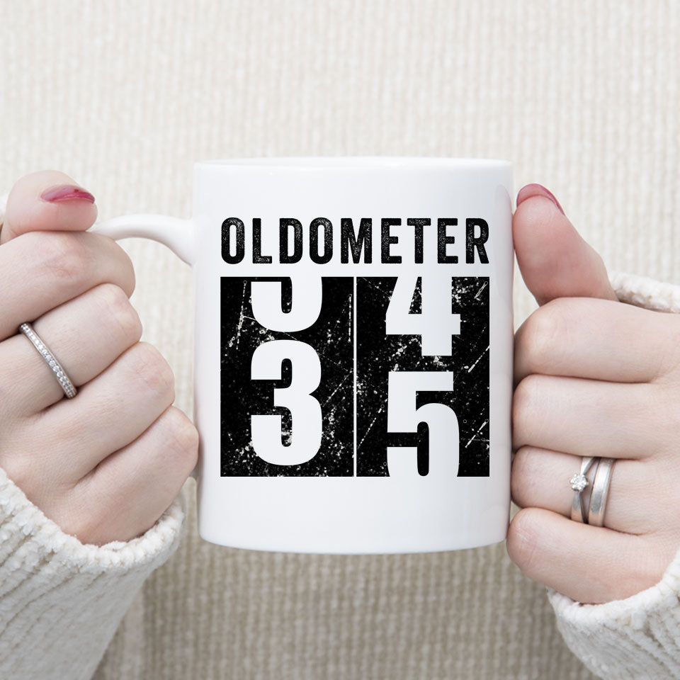 Oldometer 35 Mug, Turning 35 Mug, 35th Birthday Gift, 35 years Old Gift