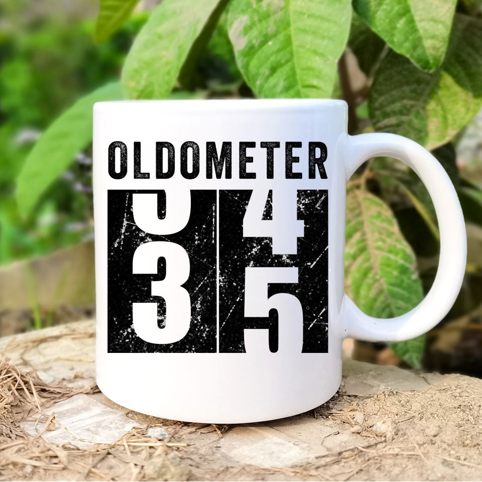 Oldometer 35 Mug, Turning 35 Mug, 35th Birthday Gift, 35 years Old Gift