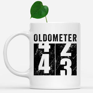 Oldometer 43 Mug, Turning 43 Mug, 43rd Birthday Gift, 43 years Old Gift