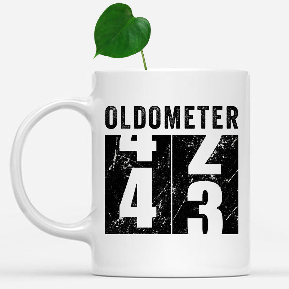 Oldometer 43 Mug, Turning 43 Mug, 43rd Birthday Gift, 43 years Old Gift