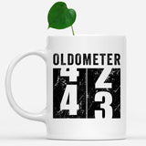 Oldometer 43 Mug, Turning 43 Mug, 43rd Birthday Gift, 43 years Old Gift
