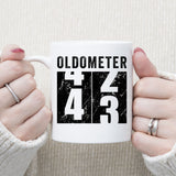Oldometer 43 Mug, Turning 43 Mug, 43rd Birthday Gift, 43 years Old Gift
