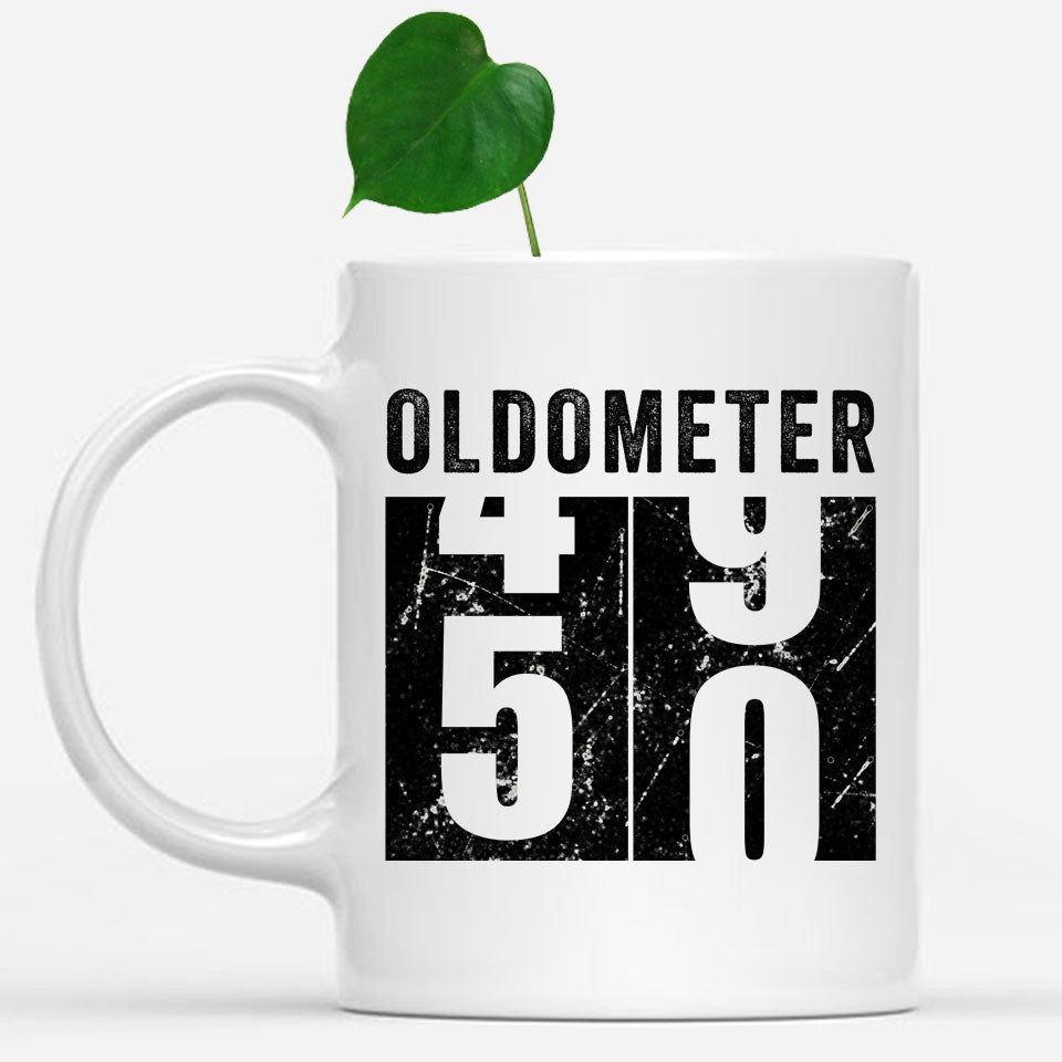 Oldometer 50 Mug, Turning 50 Mug, 50th Birthday Gift, 50 years Old Gift