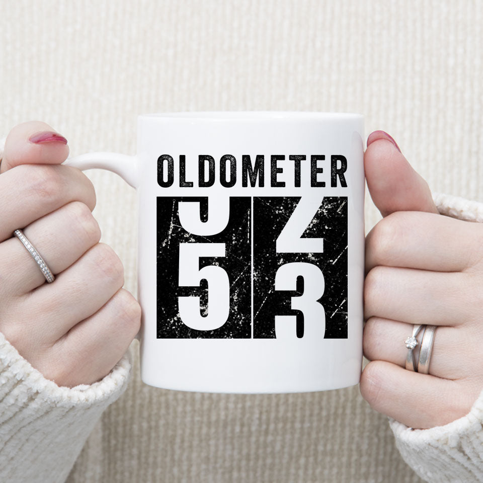 Oldometer 53 Mug, Turning 53 Mug, 53rd Birthday Gift, 53 years Old Gift