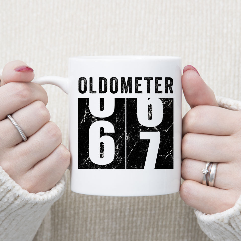 Oldometer 67 Mug, Turning 67 Mug, 67th Birthday Gift, 67 years Old Gift
