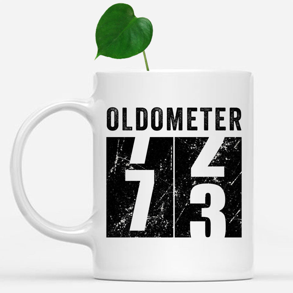 Oldometer 73 Mug, Turning 73 Mug, 73rd Birthday Gift, 73 years Old Gift