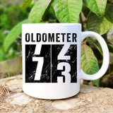 Oldometer 73 Mug, Turning 73 Mug, 73rd Birthday Gift, 73 years Old Gift