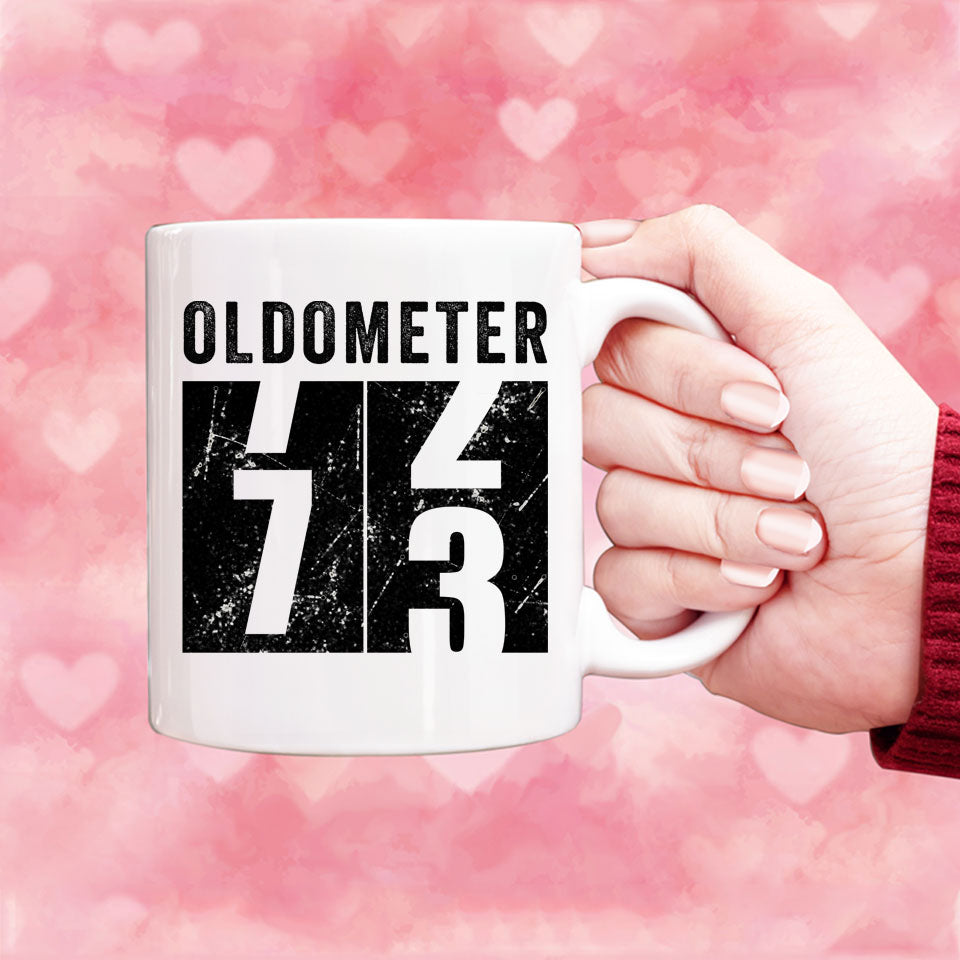 Oldometer 73 Mug, Turning 73 Mug, 73rd Birthday Gift, 73 years Old Gift