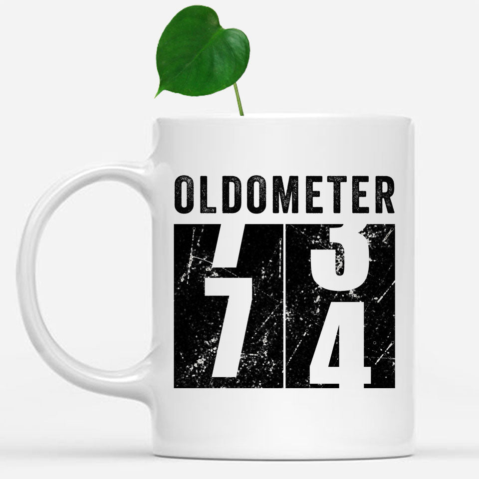Oldometer 74 Mug, Turning 74 Mug, 74th Birthday Gift, 74 years Old Gift