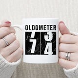 Oldometer 74 Mug, Turning 74 Mug, 74th Birthday Gift, 74 years Old Gift