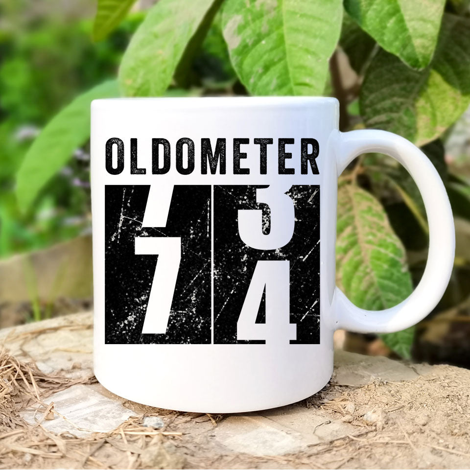 Oldometer 74 Mug, Turning 74 Mug, 74th Birthday Gift, 74 years Old Gift