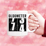 Oldometer 74 Mug, Turning 74 Mug, 74th Birthday Gift, 74 years Old Gift