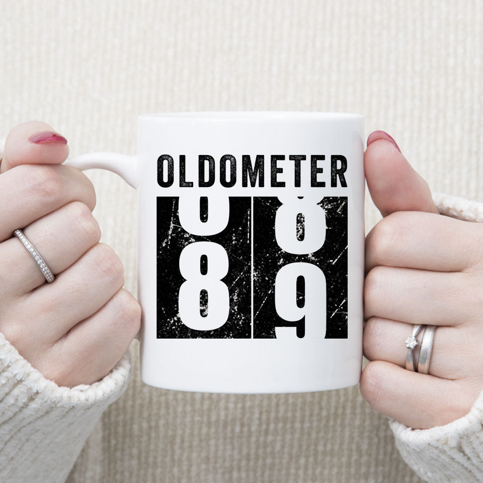 Oldometer 89 Mug, Turning 89 Mug, 89th Birthday Gift, 89 years Old Gift