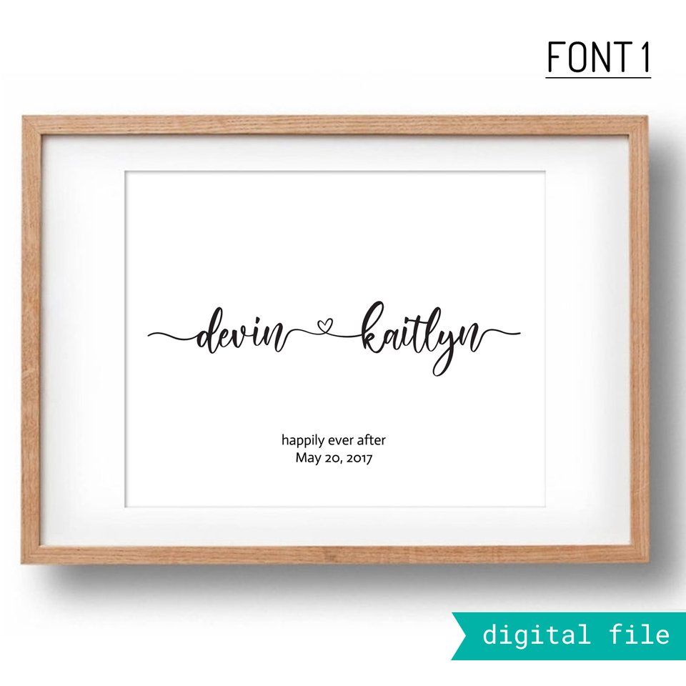 Personalized Engagement Gift, Couple's Name Poster Printable, Anniversary Gifts for Parents