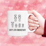 Personalization Anniversary Mug, Custom Family Members Mug, 27th Anniversary Gift for Couple, 27 years Anniversary Mug