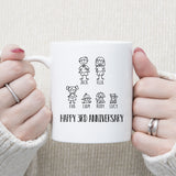 Personalization Anniversary Mug, Custom Family Members Mug, 3rd Anniversary Gift for Couple, 3 years Anniversary Mug