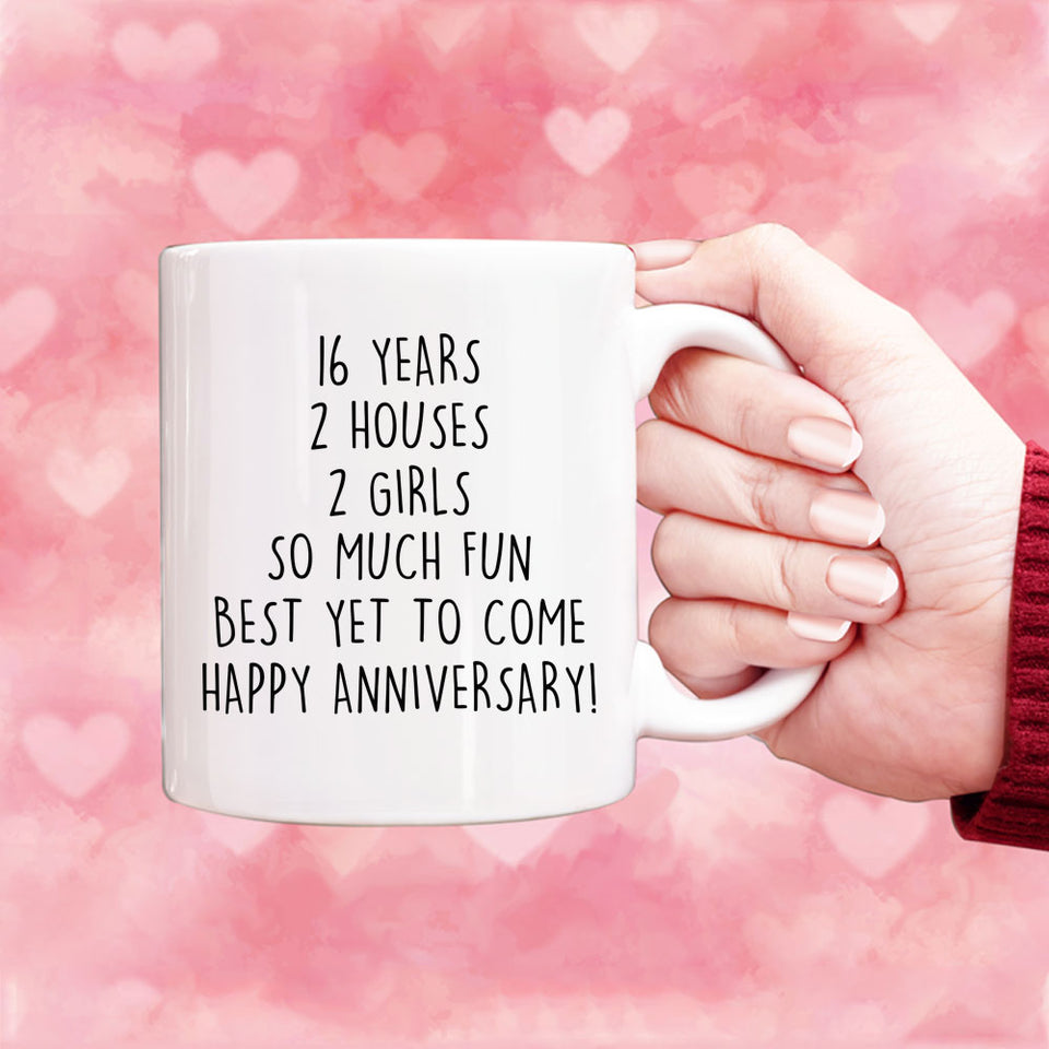 Personalized 16th Anniversary Gift, 16 years Wedding Anniversary Gift For Him, 16 years Custom Anniversary Mug For Her, Couple Anniversary Mug