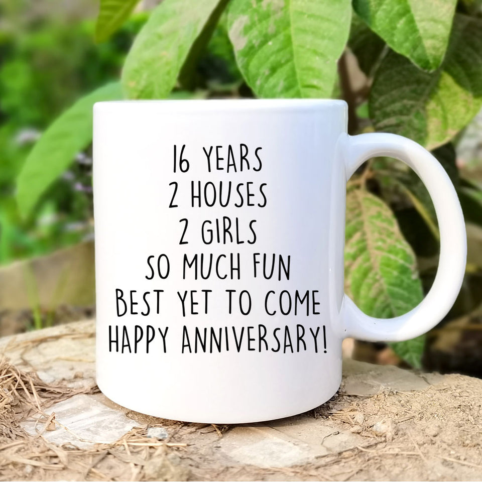 Personalized 16th Anniversary Gift, 16 years Wedding Anniversary Gift For Him, 16 years Custom Anniversary Mug For Her, Couple Anniversary Mug
