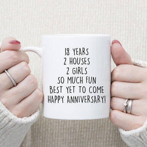 Personalized 18th Anniversary Gift, 18 years Wedding Anniversary Gift For Him, 18 years Custom Anniversary Mug For Her, Couple Anniversary Mug