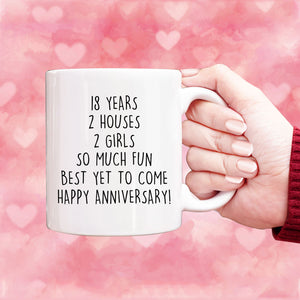 Personalized 18th Anniversary Gift, 18 years Wedding Anniversary Gift For Him, 18 years Custom Anniversary Mug For Her, Couple Anniversary Mug