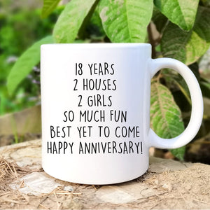 Personalized 18th Anniversary Gift, 18 years Wedding Anniversary Gift For Him, 18 years Custom Anniversary Mug For Her, Couple Anniversary Mug