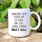 Personalized 39th Anniversary Gift, 39 years Wedding Anniversary Gift Ideas, 39 years Custom Anniversary Cup, Funny Anniversary Mug