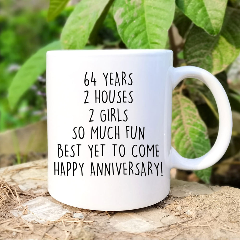 Personalized 64th Anniversary Gift, 64 years Wedding Anniversary Gift For Him, 64 years Custom Anniversary Mug For Her, Couple Anniversary Mug