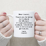 Personalized Dear Husband Mugs, Birthday Mugs for Him, 20th Anniversary Gift, Funny 20 years Wedding Mug