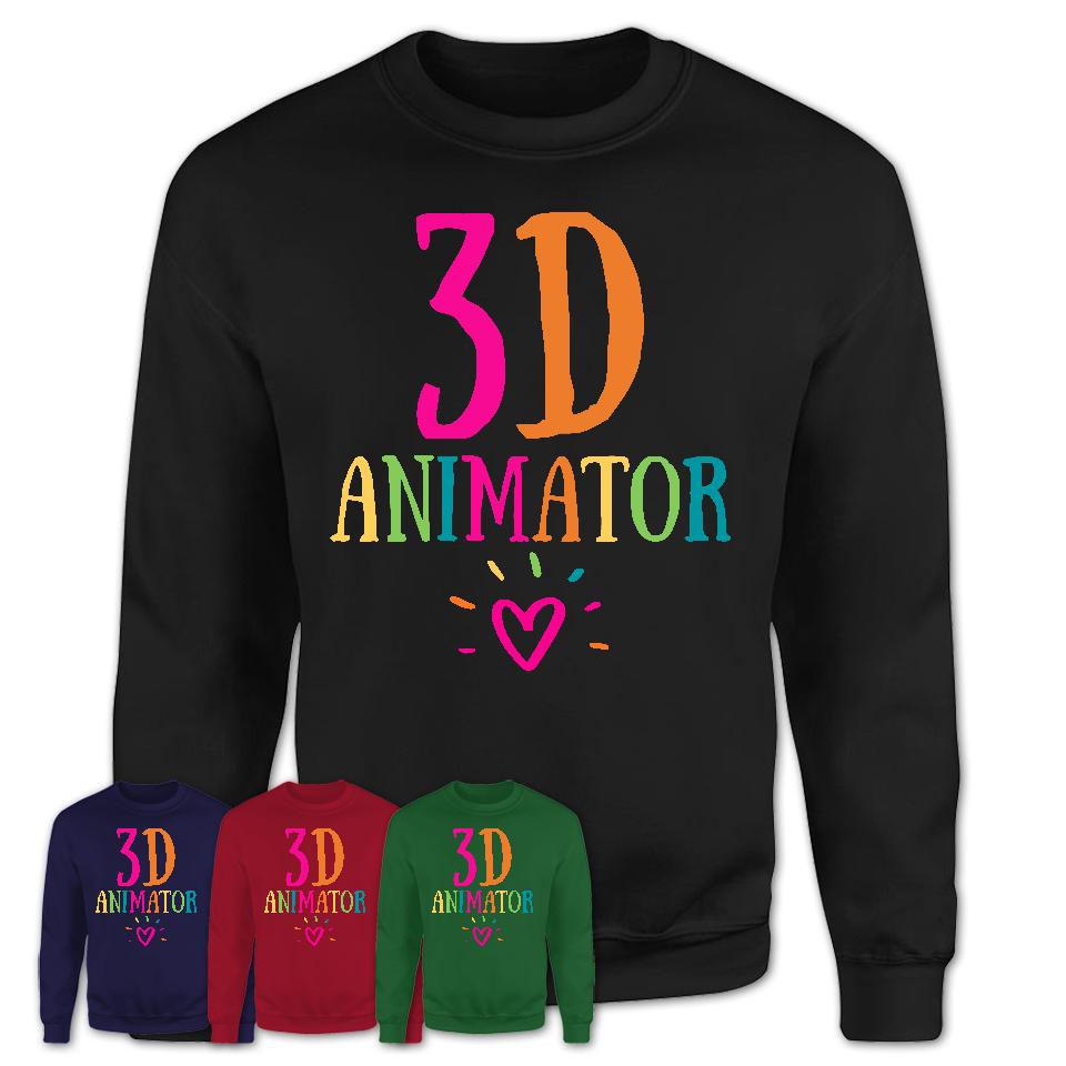 3D Animator Rainbow Lettering Heart Shirt, Employee Appreciation Gifts