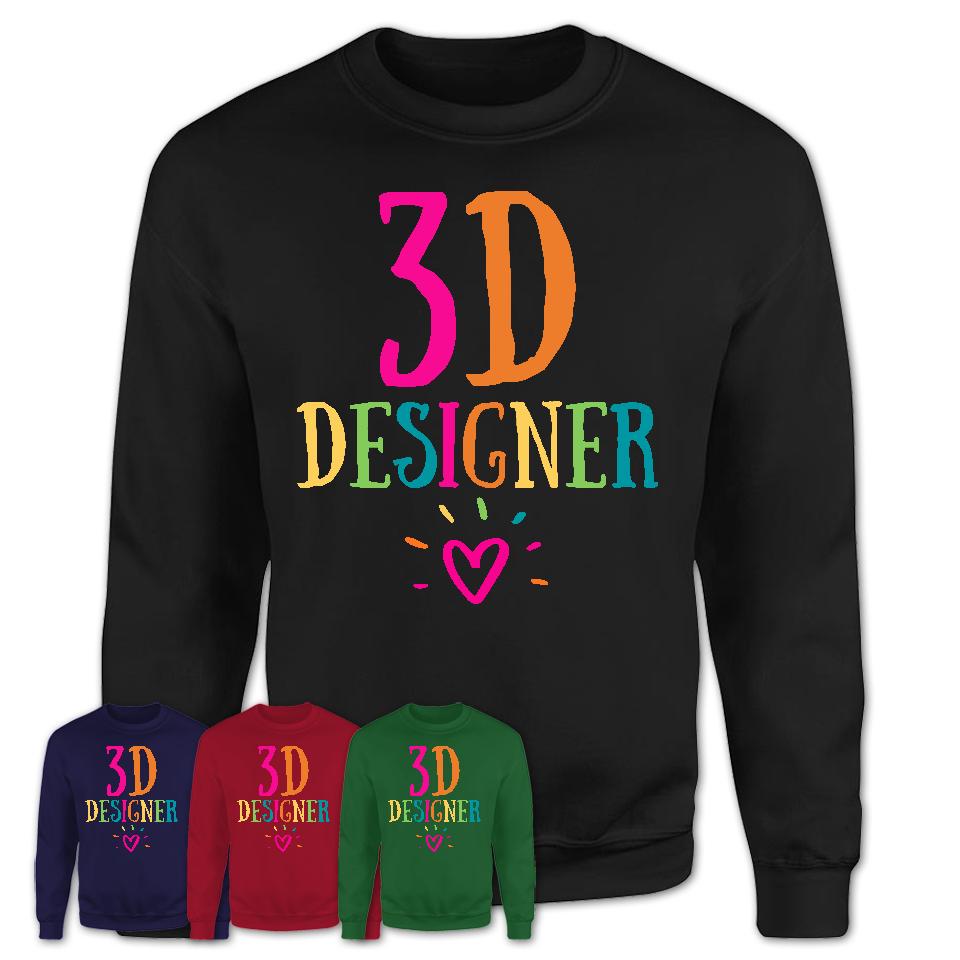 3D Designer Rainbow Lettering Heart Shirt, Employee Appreciation Gifts