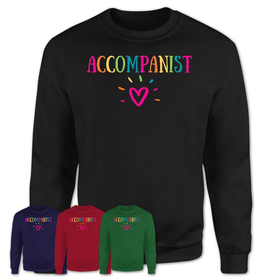 Accompanist Rainbow Lettering Heart Shirt, Employee Appreciation Gifts
