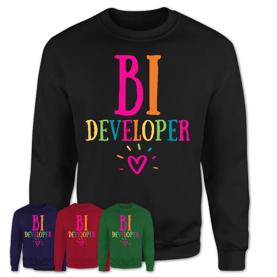 Bi Developer Rainbow Lettering Heart Shirt, Employee Appreciation Gifts