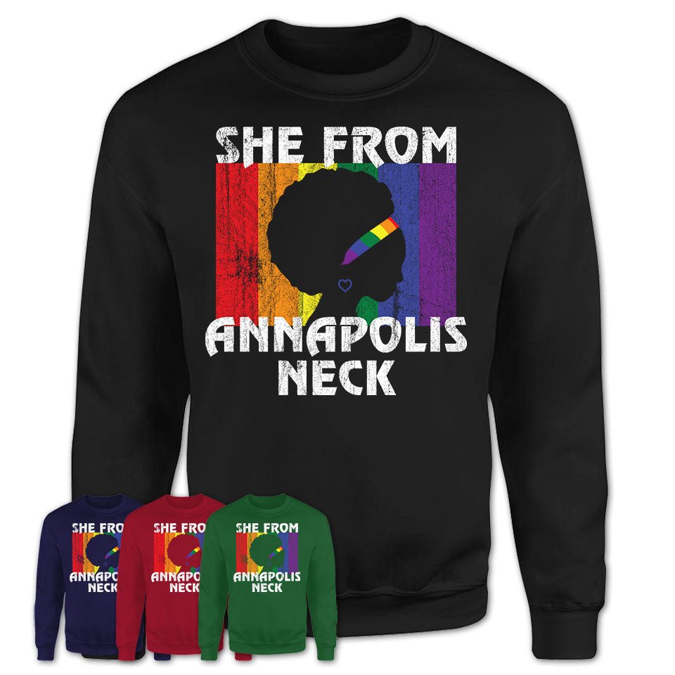 Black Girl She From Annapolis Neck Maryland Shirt LGBT Pride Gift