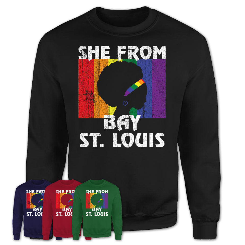 Black Girl She From Bay St. Louis Mississippi Shirt LGBT Pride Gift