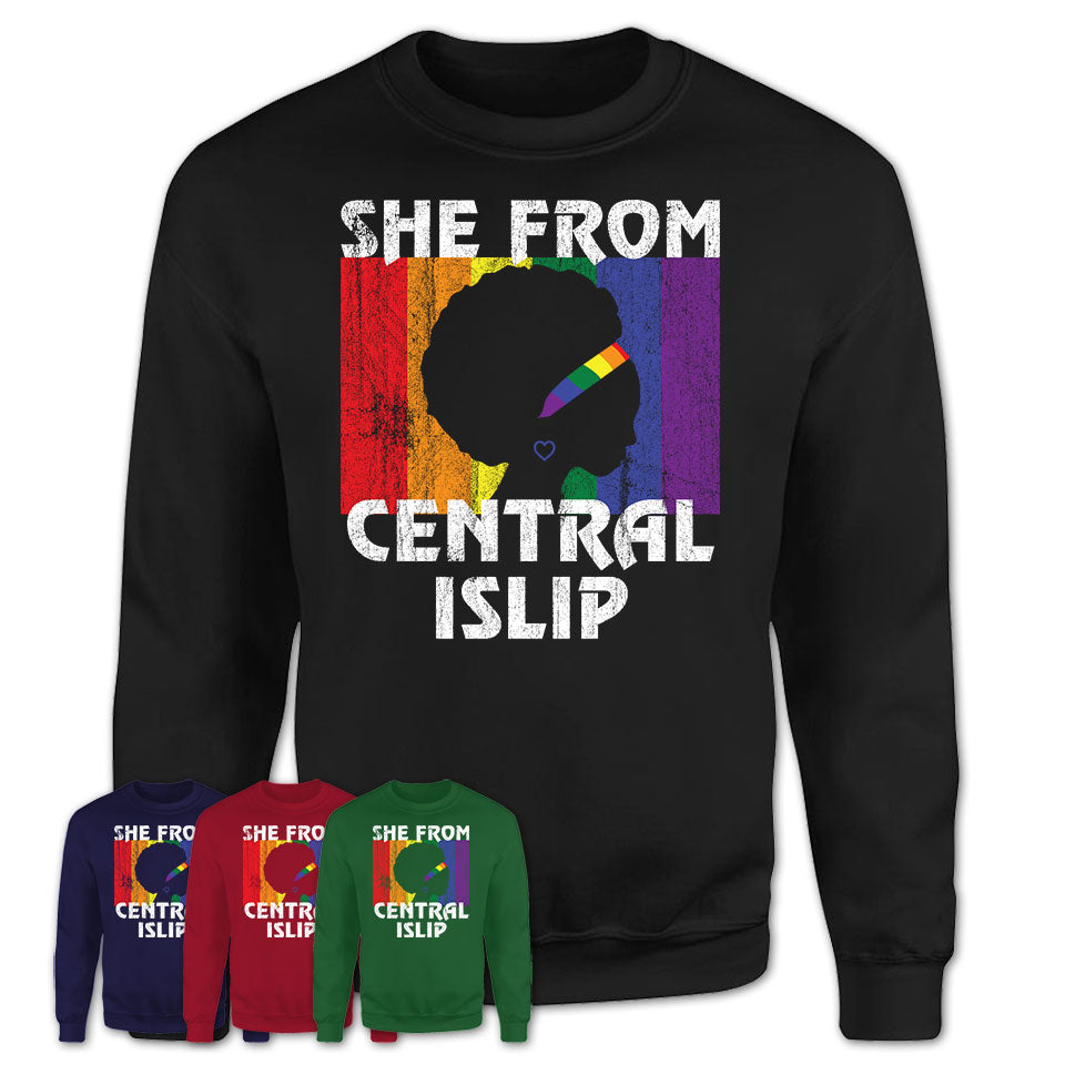 Black Girl She From Central Islip New York Shirt LGBT Pride Gift