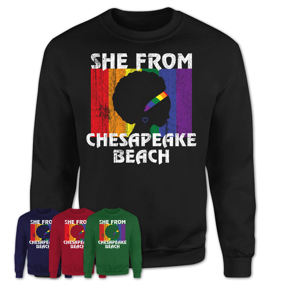 Black Girl She From Chesapeake Beach Maryland Shirt LGBT Pride Gift