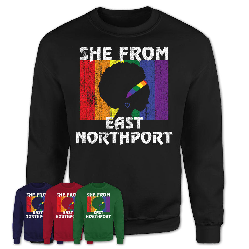 Black Girl She From East Northport New York Shirt LGBT Pride Gift