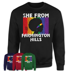 Black Girl She From Farmington Hills Michigan Shirt LGBT Pride Gift