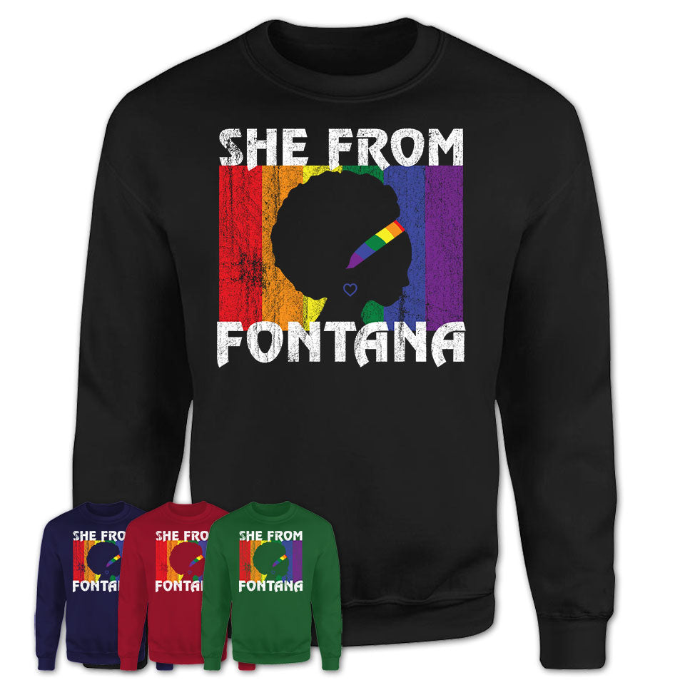 Black Girl She From Fontana California Shirt LGBT Pride Gift